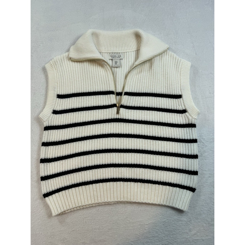 Rachel Zoe Women's Sweater Vest Size Medium Stripes Academia‎ Preppy Classic